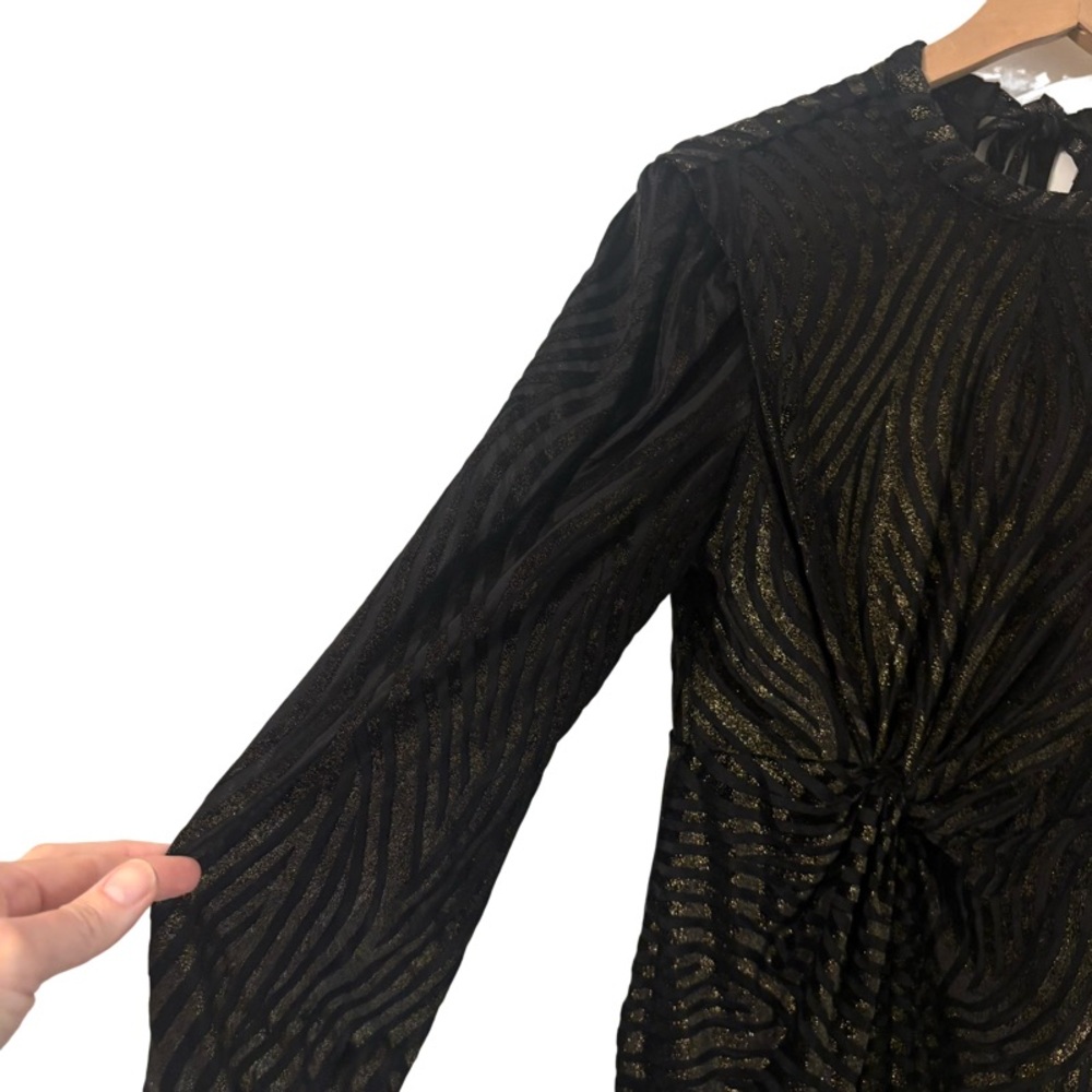 AllSaints Jemima Shimmer Stripe Mini Dress in Black Size 4 - Picture 7 of 10